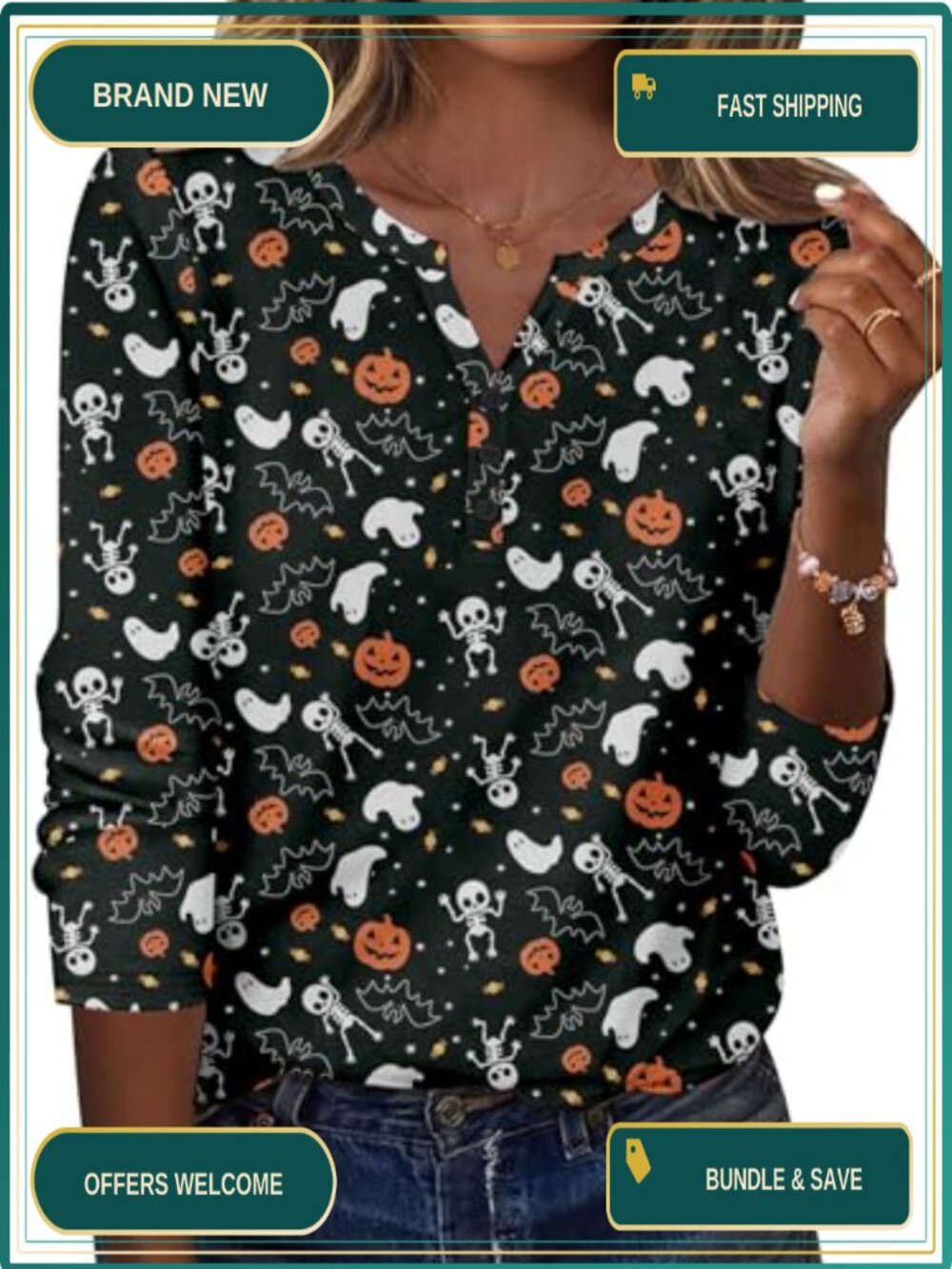 Zeagoo Women's Long Sleeve V Neck Henley Tunic Top